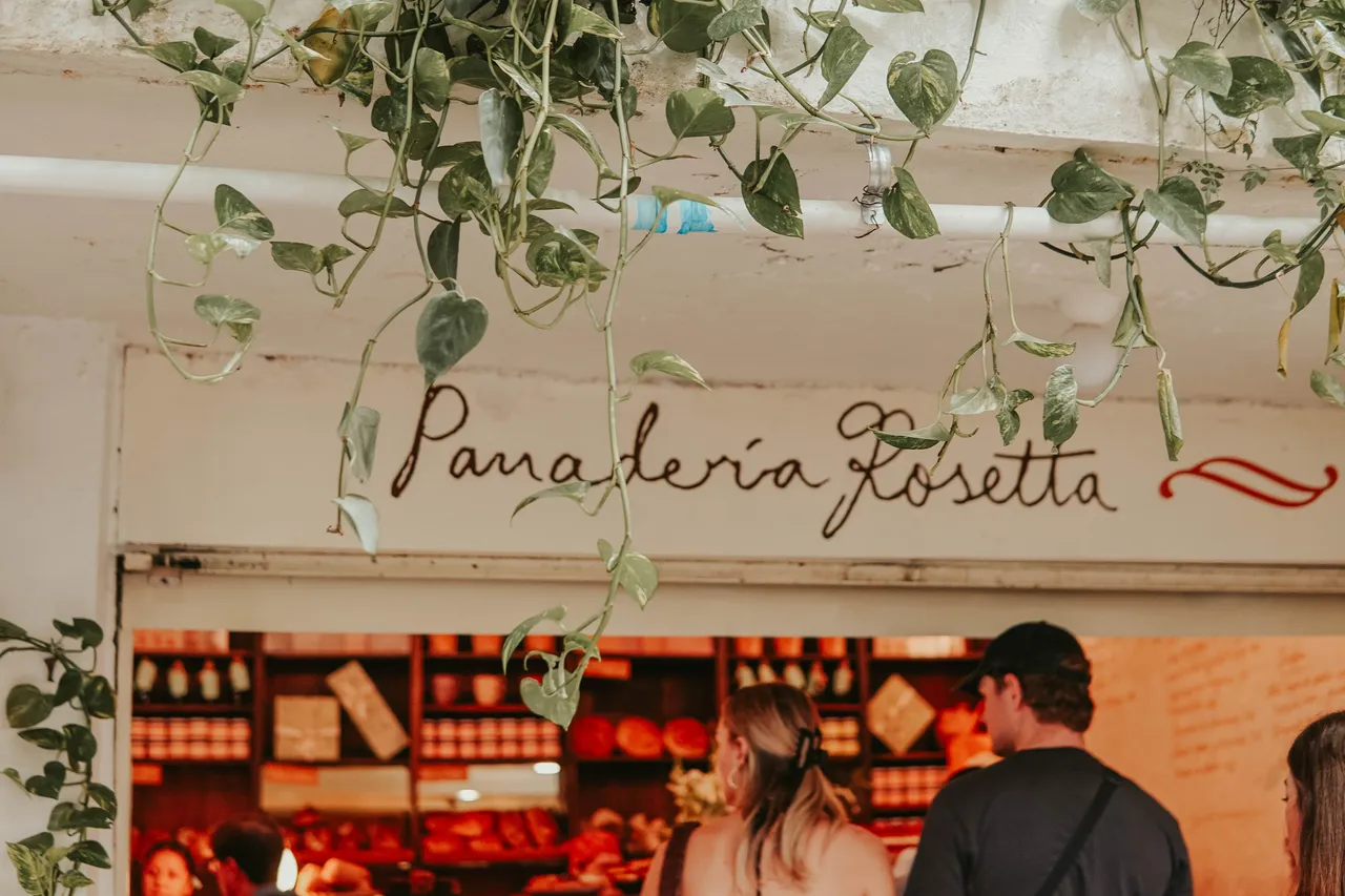 Panaderia Rosetta bakery entrance in Mexico City