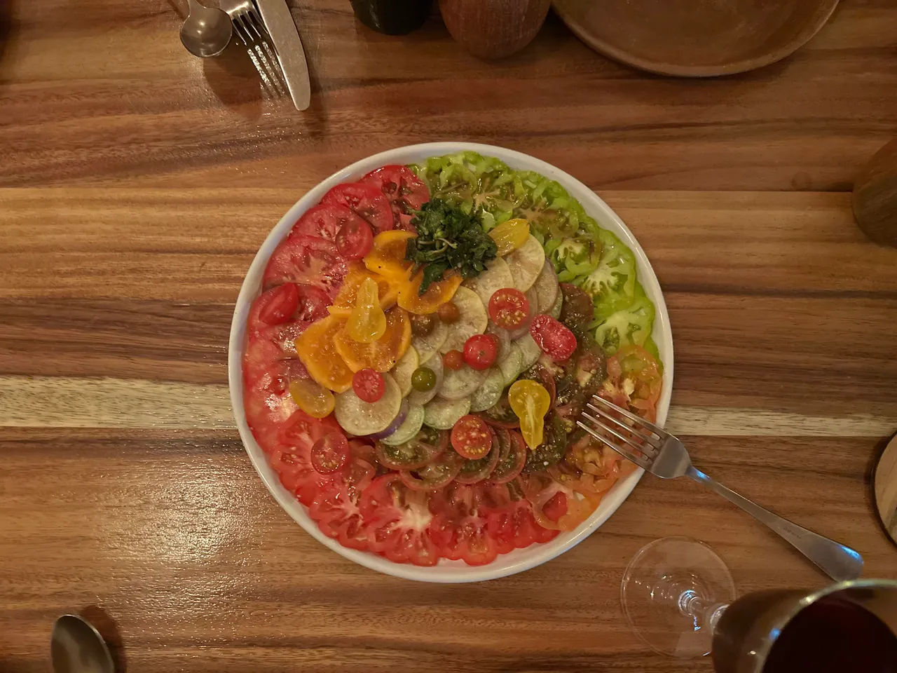 Heirloom tomato dish at Levadura de Olla in Oaxaca