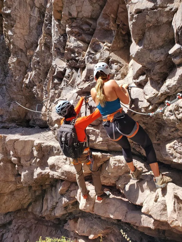two climbers on the telluride via ferrata