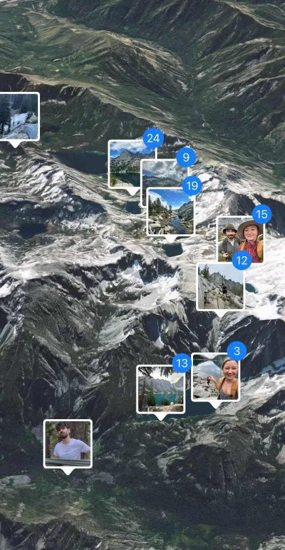 map of photos on the enchantments hike