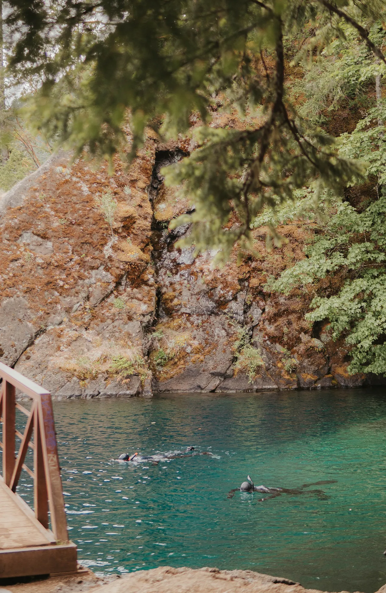 people snorkeling and swimming at devil's puchbowl
