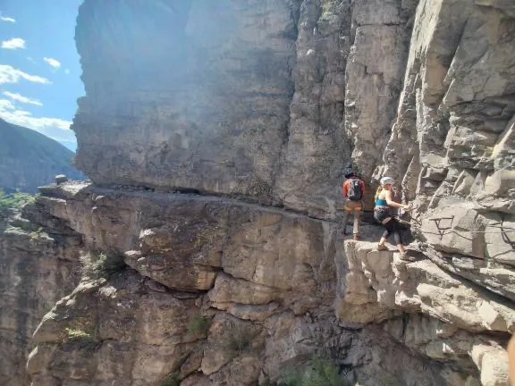 two people on the telluride via ferrata climb