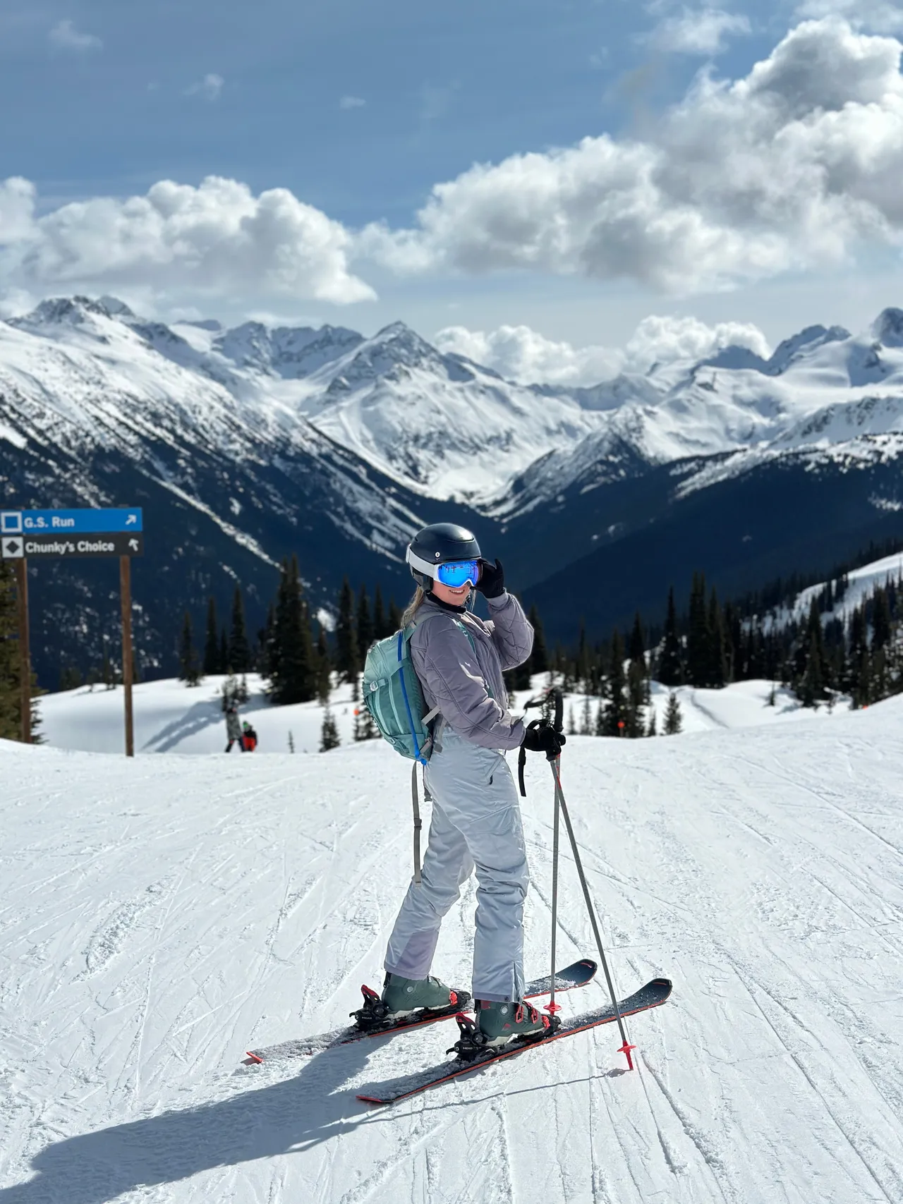 girl skiing at whistler mountain