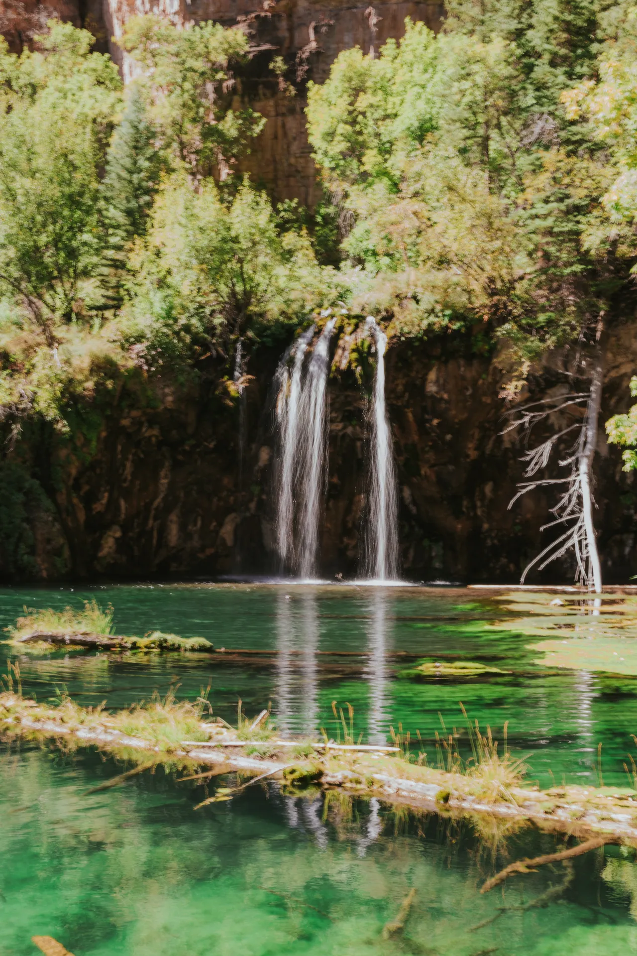 Hanging lake waterfall in colorado