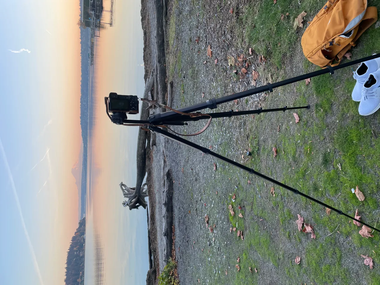 Camera setup on tripod during a shoot