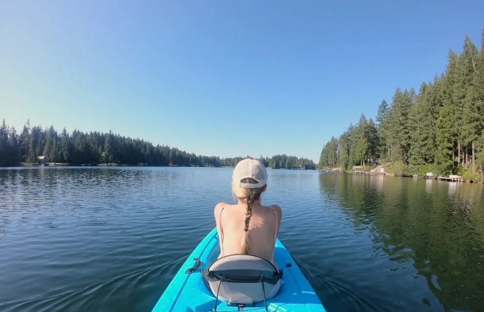 a girl on a kayak