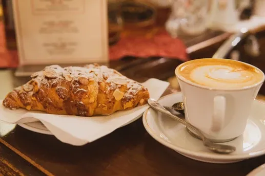 coffee and a croissant at cafe florian