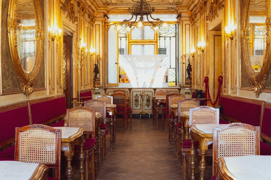 the setting of cafe florian in venice italy