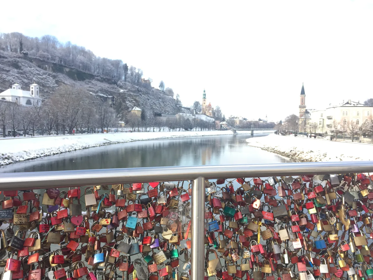 Love lock bridge in Salzburg