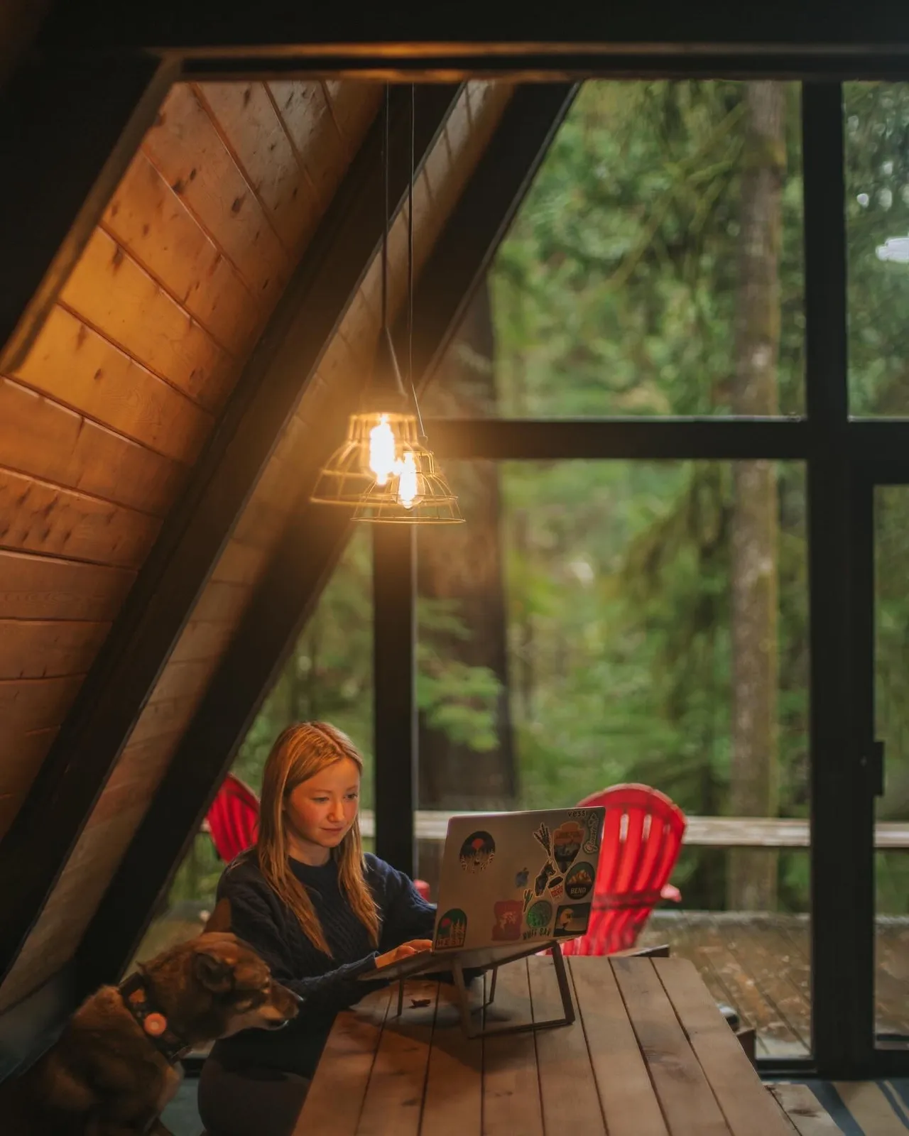 Working remotely from an A-frame cabin with Sora