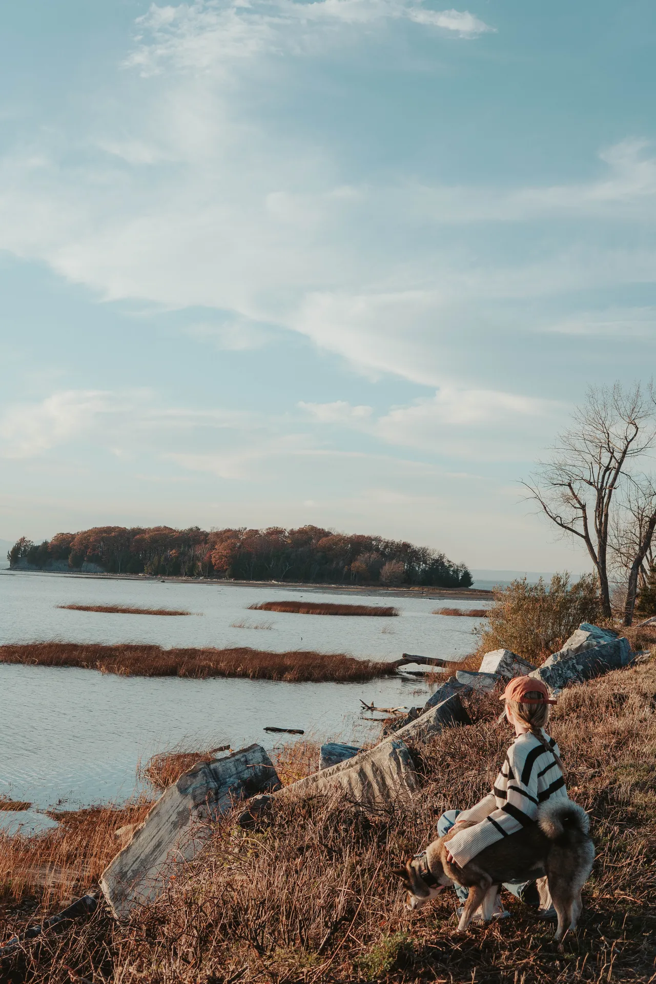 Sora and I at Lake Champlain in Burlington, Vermont during fall
